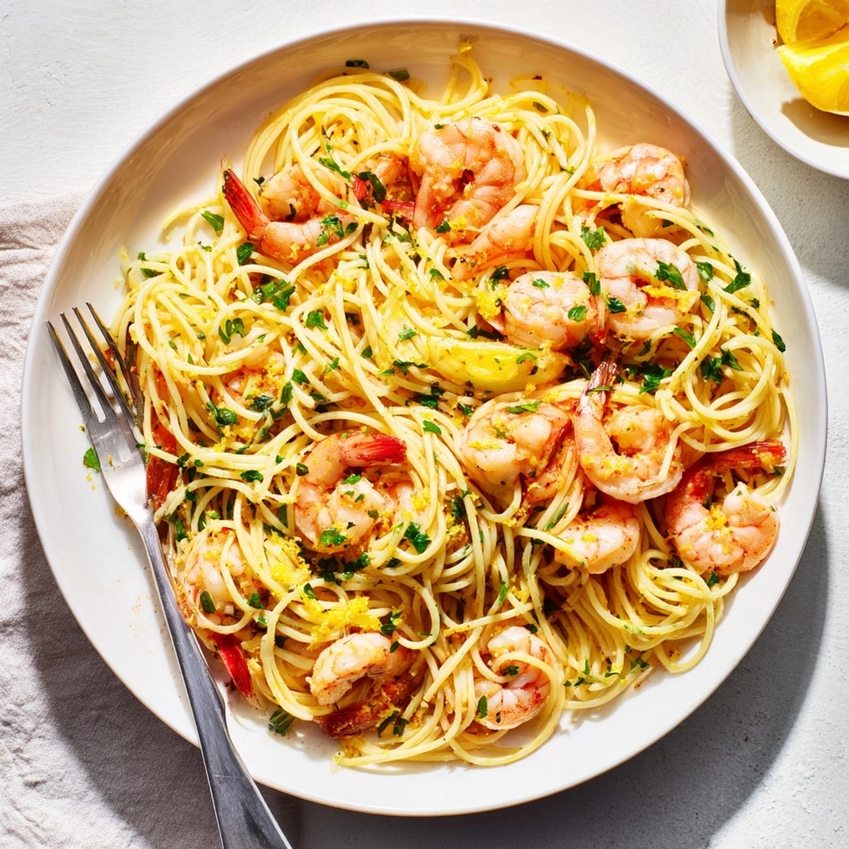 Easy Lemon Garlic Shrimp Pasta: a quick weeknight dinner with bright, fresh flavors.