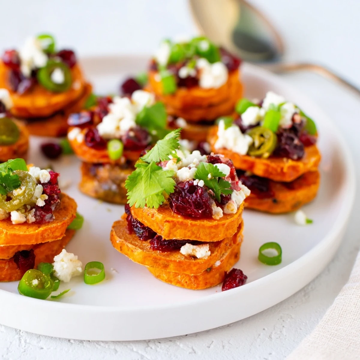 Cranberry Jalapeño Sweet Potato Stacks