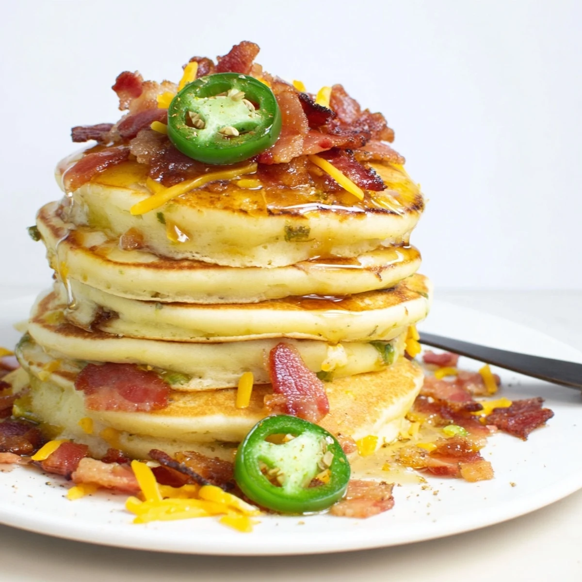 Cheddar Jalapeño Pancake Stacks