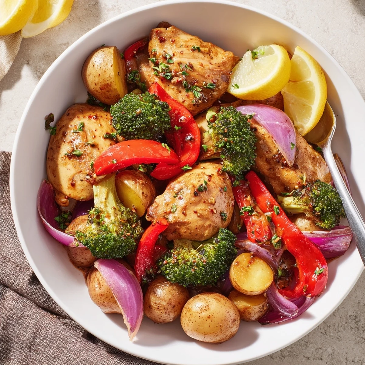 Sizzling Lazy Gourmet Chicken & Vegetable One-Pot with tender chicken and fresh veggies.