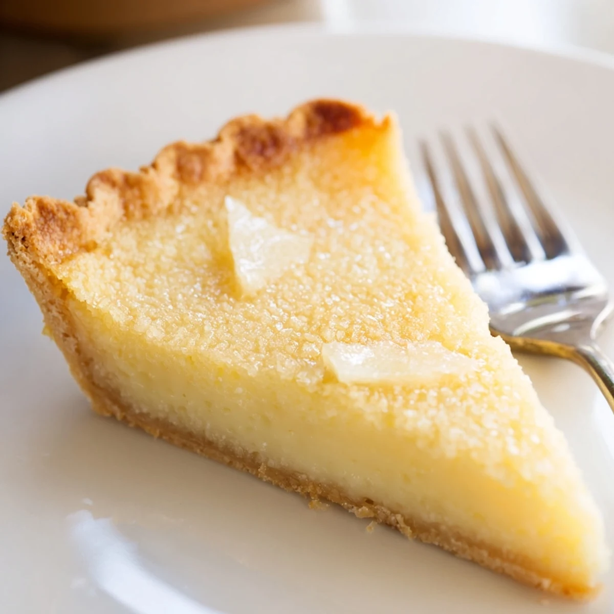 Creamy water pie cooling on a kitchen counter, evoking nostalgic Great Depression comfort.  
