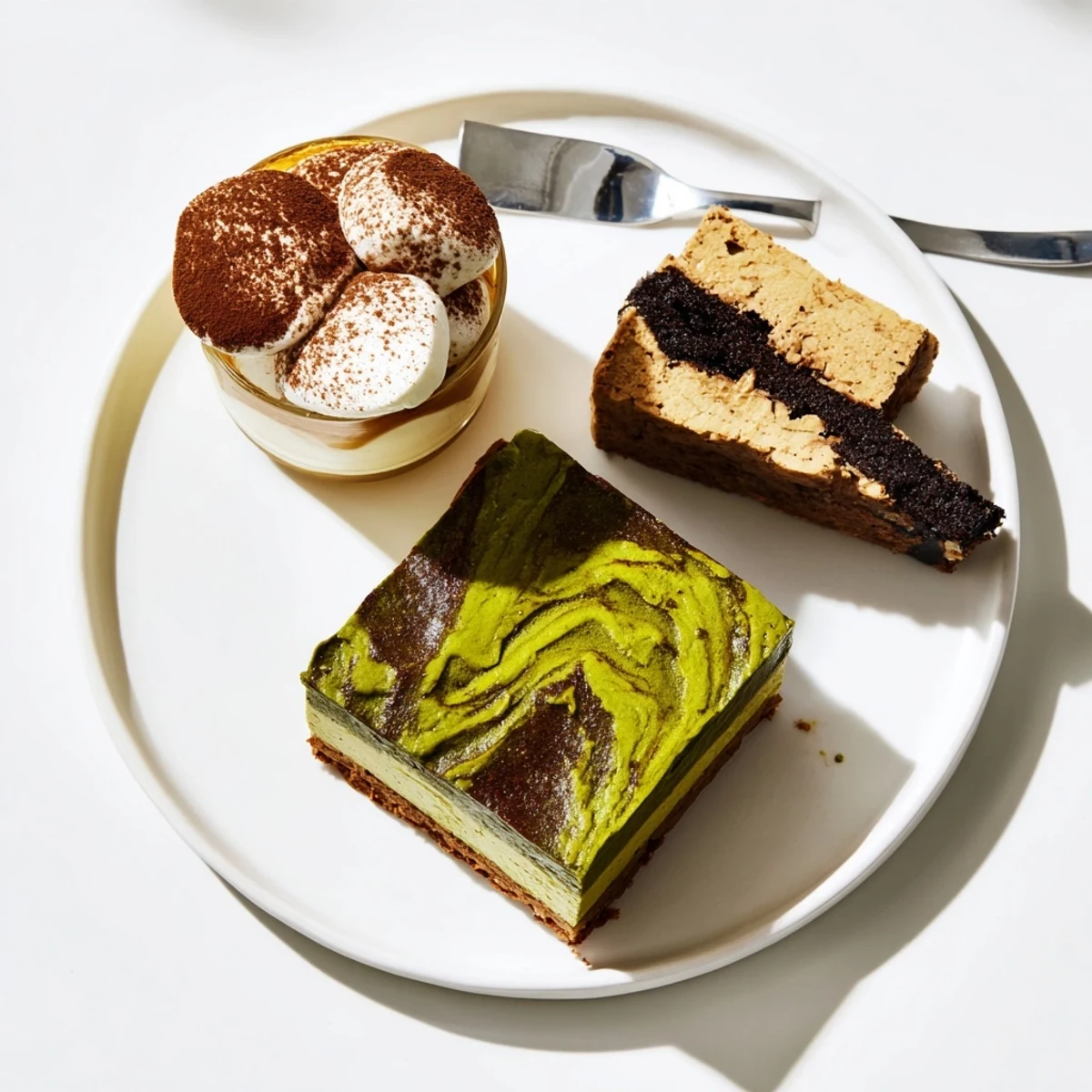 Indulge in Global Dessert Mash-Ups featuring matcha-miso brownies and creamy cheesecake bars.  