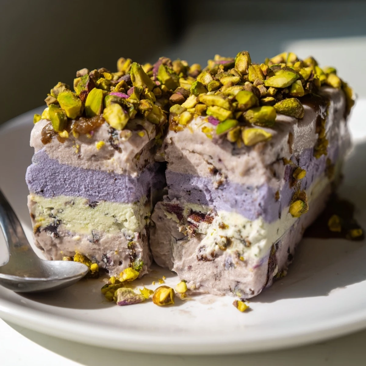 Vibrant Ube & Pistachio Ice Cream Bars, a colorful dessert perfect for summer gatherings.  