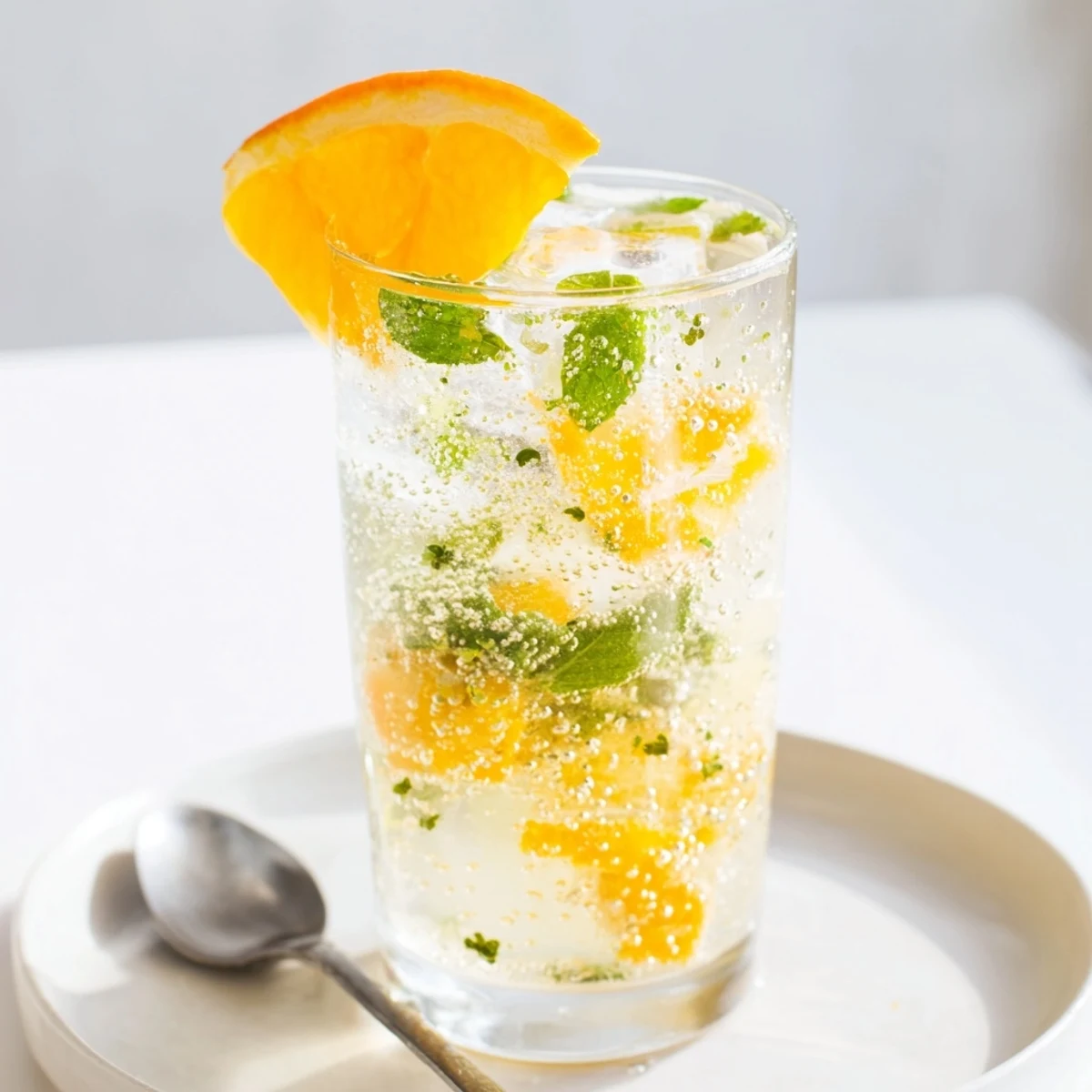 Light and fizzy probiotic soda mocktail, bursting with fresh citrus and herbal flavors.
