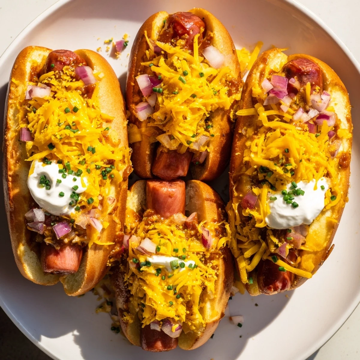 This comforting Chili Dog Casserole offers layers of chili, cheese, and hot dogs, ready to serve.