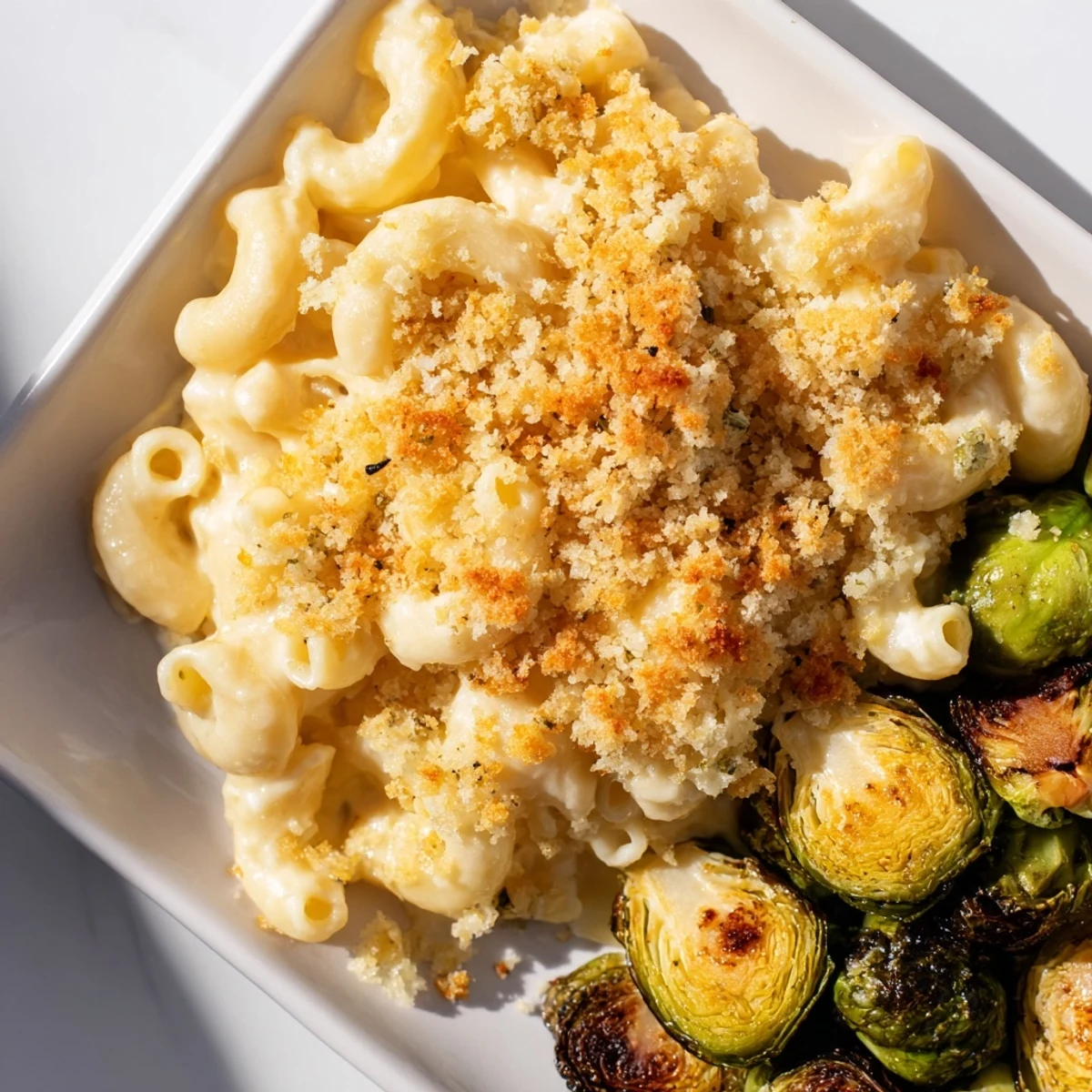 A delicious, cheesy skillet of Sheet Pan Mac and Cheese, featuring golden brown, bubbly topping.