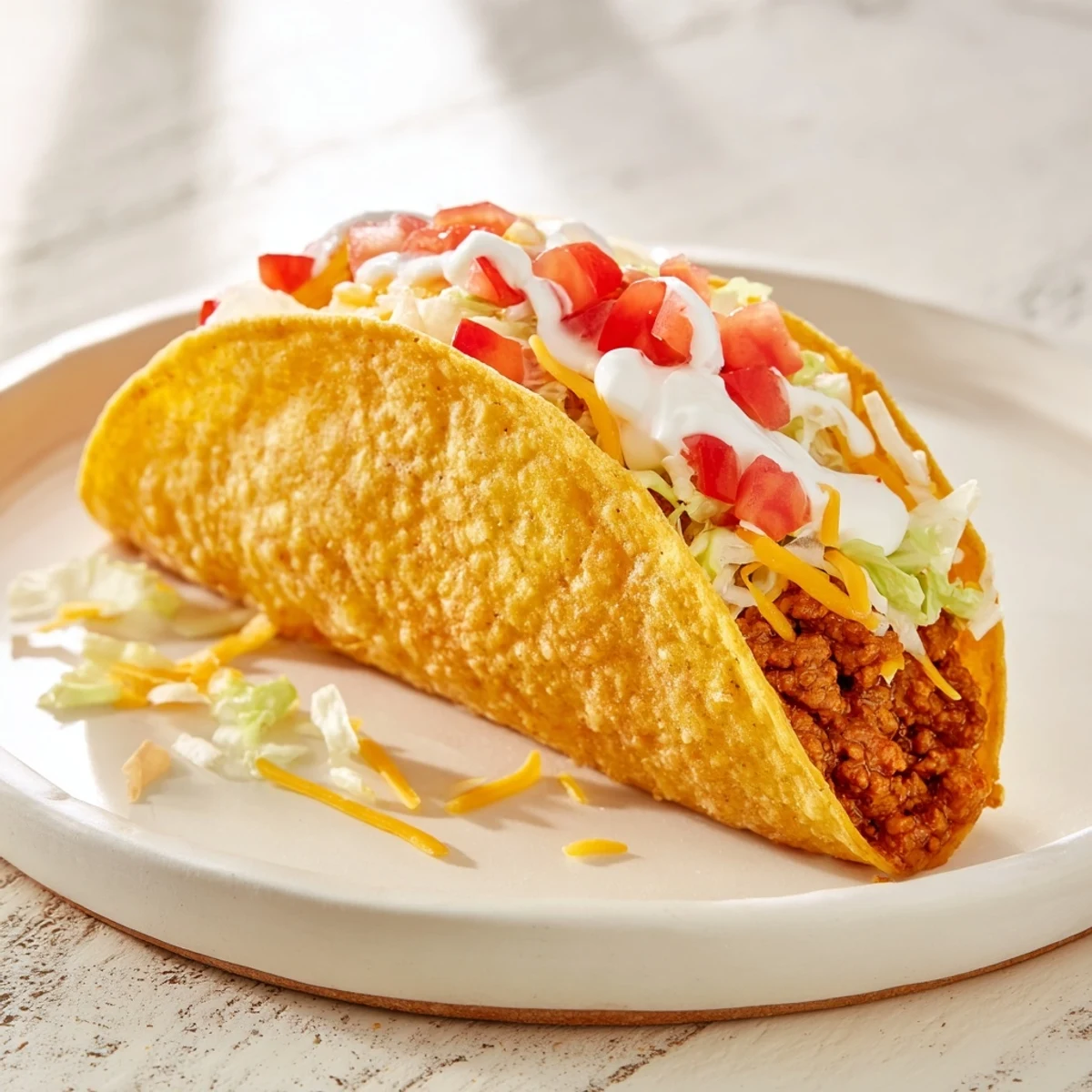Delicious Cheesy Gordita Crunch Tacos with melted cheese and seasoned beef spilling out.