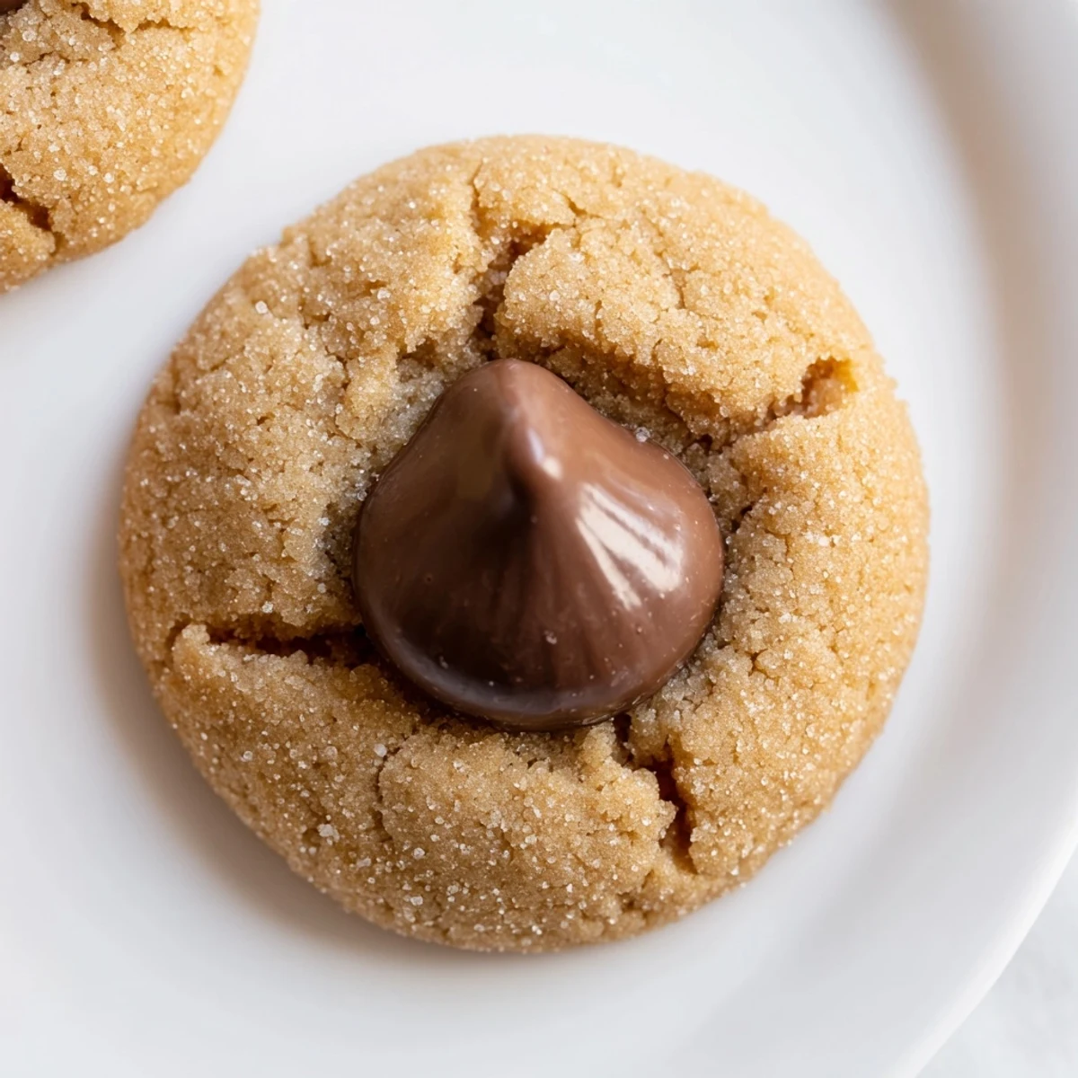 Warm, golden 3-Ingredient Peanut Butter Blossoms, perfectly soft with a delicious chocolate center, ready to eat.