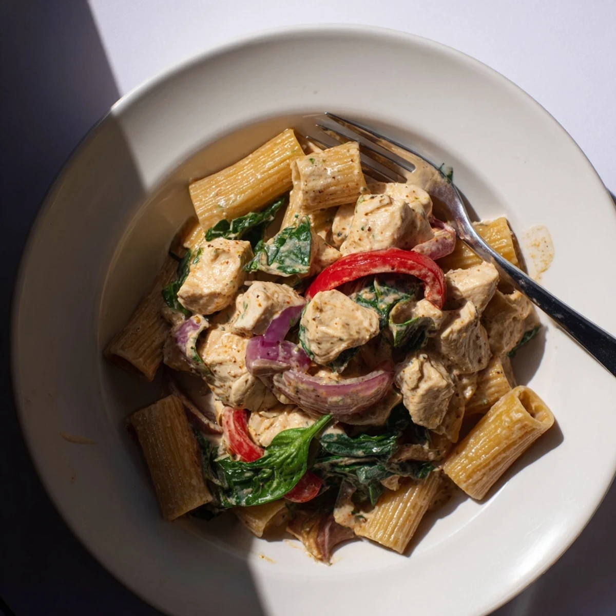 Enjoy a bowl of this Creamy Cajun Dirty Snow Chicken Pasta, a delicious, vibrant, satisfying meal.