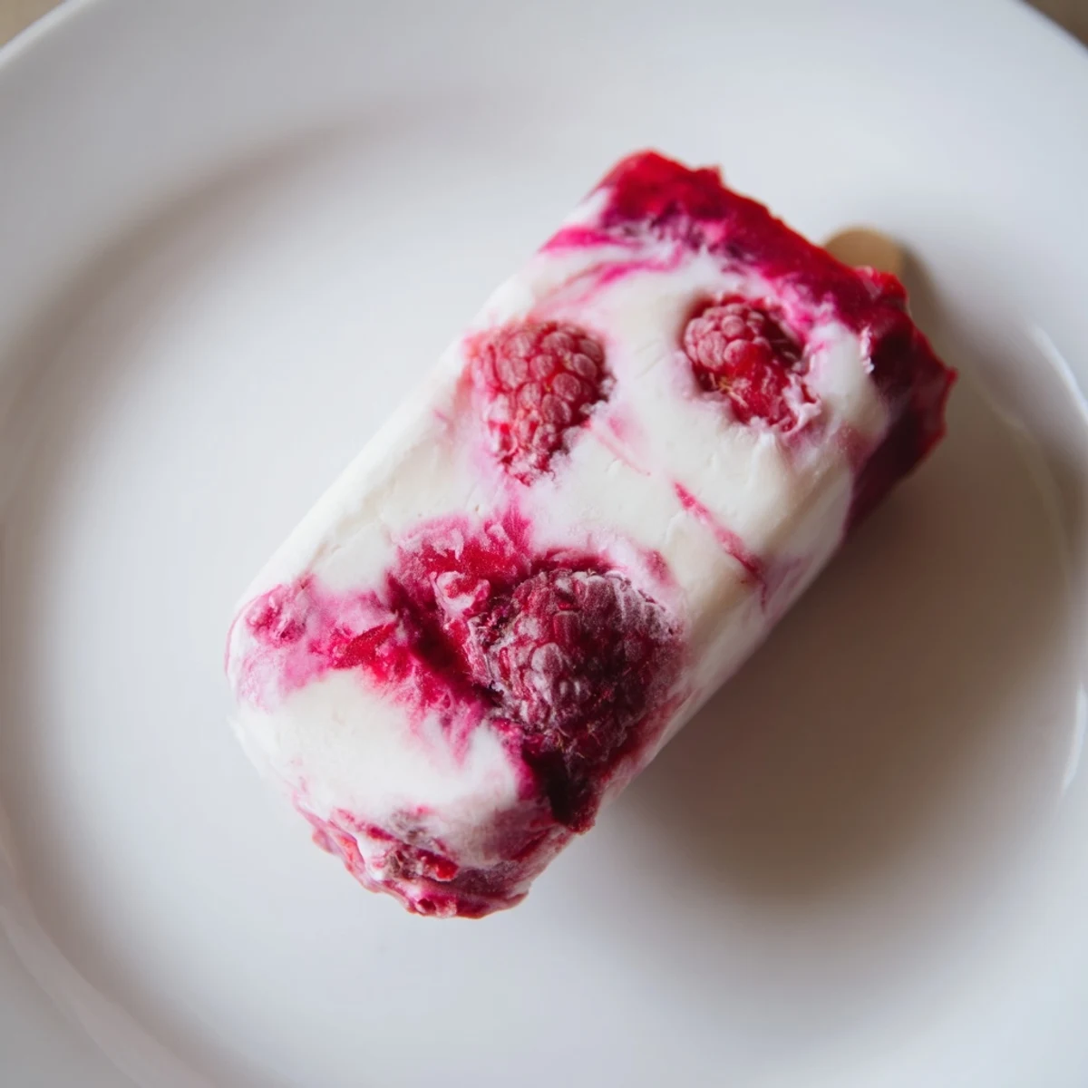 Enjoy this close-up of delicious raspberry coconut ice pops, perfect for a hot afternoon cool-down.