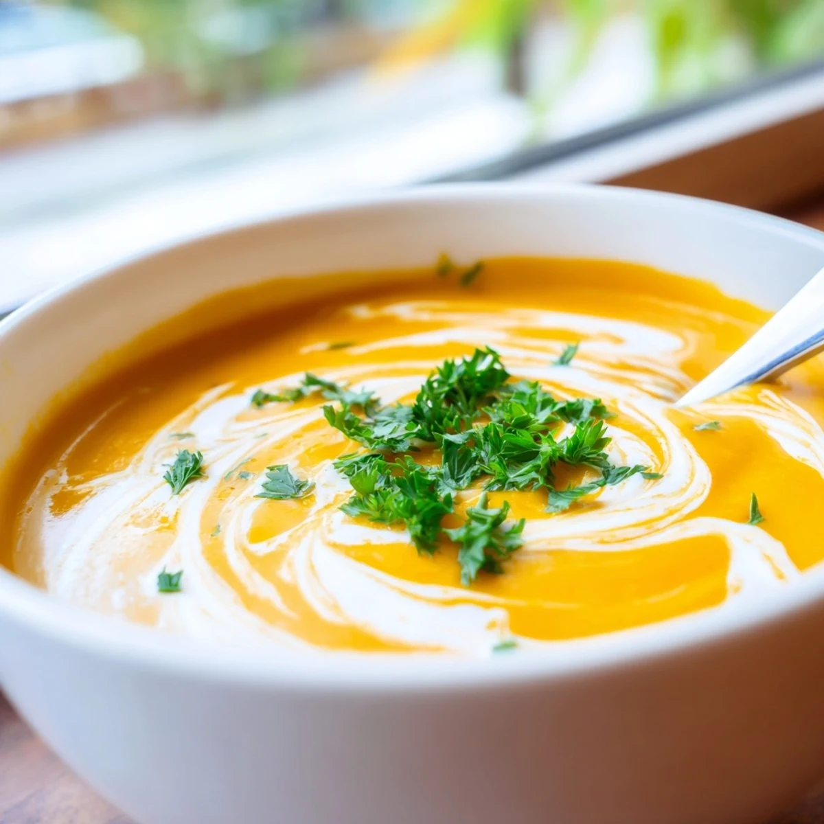 Roasted carrots and ginger simmer together to create this velvety, aromatic Carrot-Based Creamy Soup.