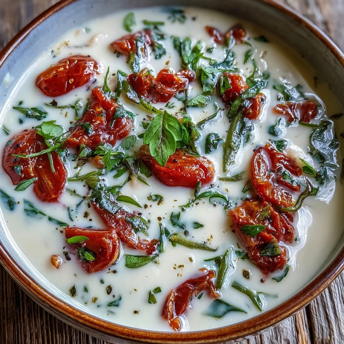 Creamy white bean soup with tomato, thyme, and smoked paprika simmering in a rustic pot.