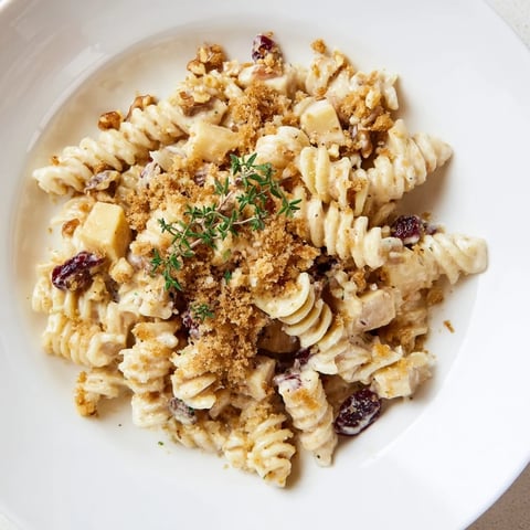Creamy Cranberry and Brie Tartlet Pasta with golden crumbs and fresh herbs, a comforting main dish.