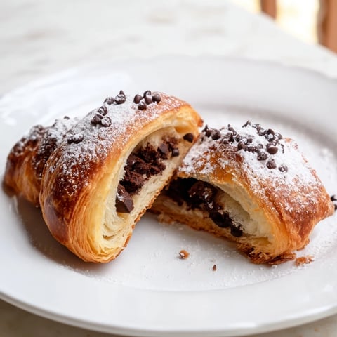 Golden-brown Cookie Croissant with melty cookie dough layers, perfect for a sweet breakfast treat.