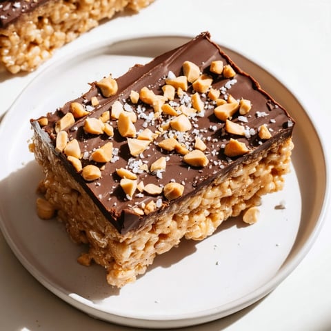 Peanut Butter Chocolate Rice Cakes: a decadent, freezer-set treat featuring layers of creamy peanut butter and dark chocolate.