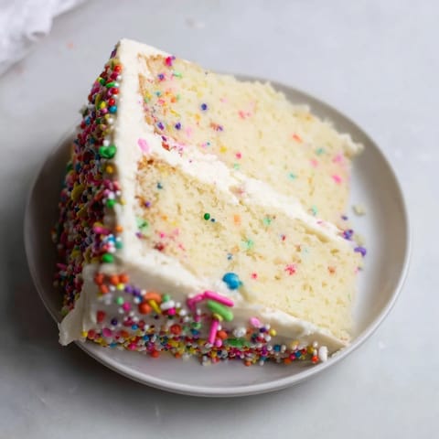 This image reveals a delicious, layered Happy Birthday Cake, perfect for celebrating any special occasion with joy.