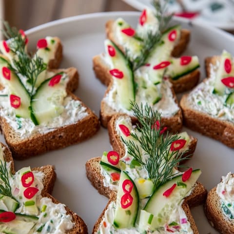 Cucumber Cream Cheese Trees