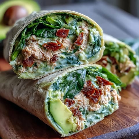 Fresh spinach and mashed avocado mix with tuna for vibrant, easy wraps perfect for quick meals