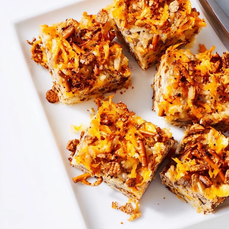 Savory Flamin Hot Spicy Pretzel Muffin Bars, warm and delicious, ideal for game day snacking.  
