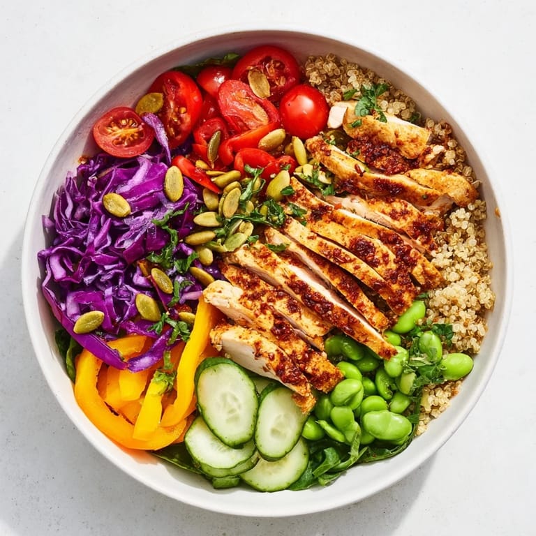 Delicious Healthy Meal-Prep Bowls showcasing bright vegetables, lean protein, and a flavorful dressing.