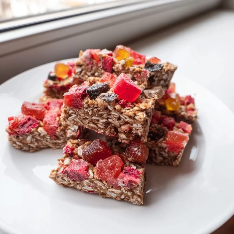 Vibrant DIY Snack Bars featuring oat base, fruity gummies, and crunchy toppings.