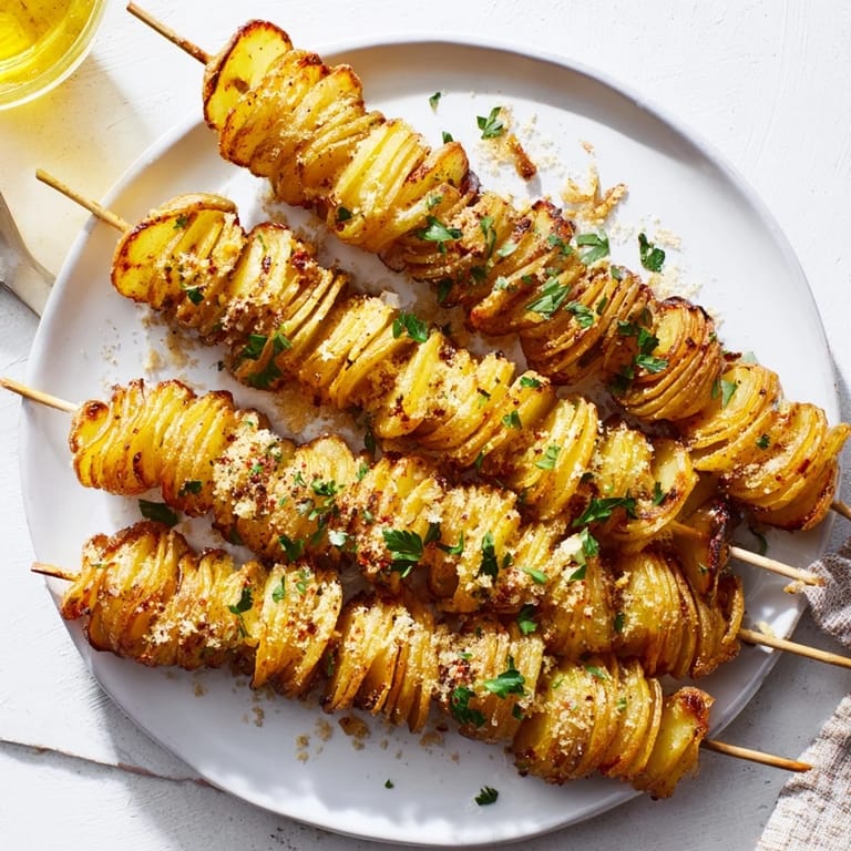 Golden-brown tornado potatoes with spices, ideal for sharing as a fun side.
