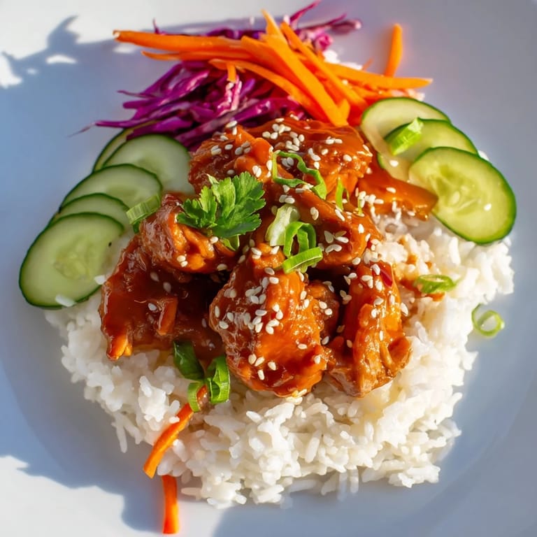 Imagine savoring this Sriracha Honey Chicken Rice Bowl: sweet, spicy chicken and fresh, crisp vegetables over rice.