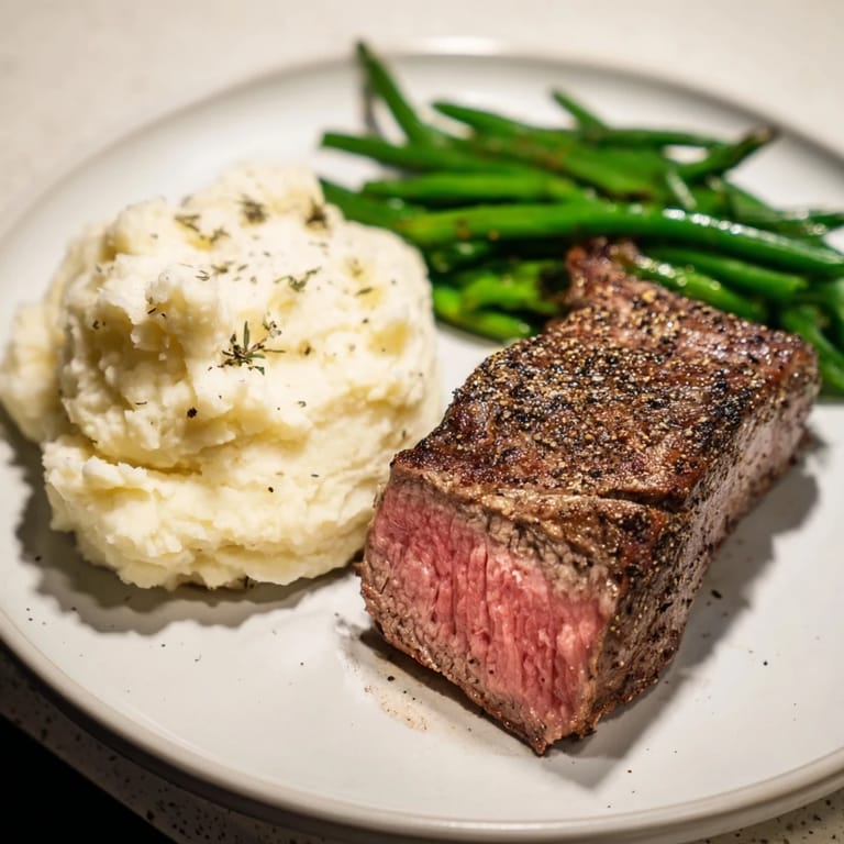 This sheet pan steak & garlic mash, complete with roasted vegetables, is a flavorful American dinner.