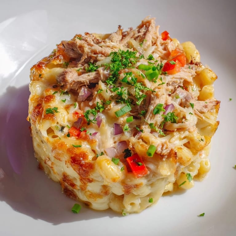 Golden-baked BBQ Rib Macaroni Skillet, a comforting American main dish, perfect for dinner tonight.