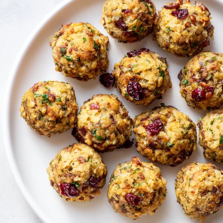 Warm and fluffy Quick Christmas Stuffing Balls, with a lovely savory aroma, ideal for a vegetarian Christmas meal.