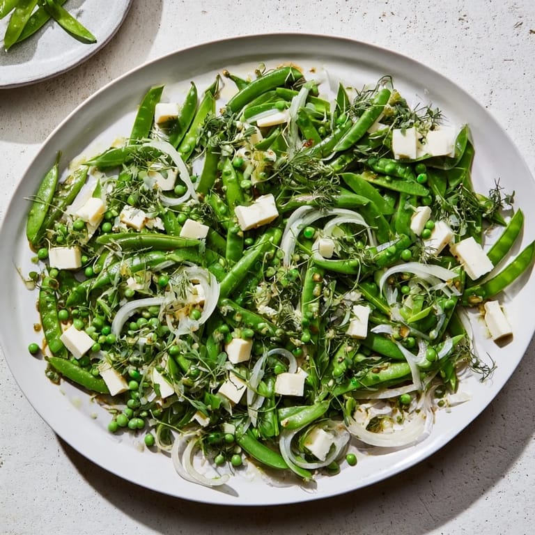This English Ivy salad showcases bright green veggies, white cheddar, and a zesty lemon dressing, ready to enjoy.