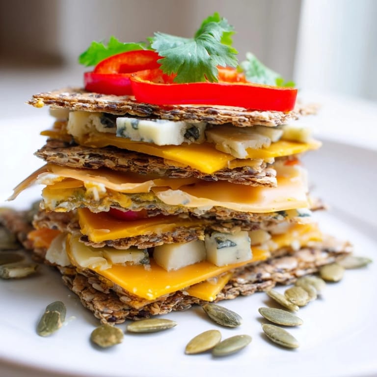 Layered Southwest Mesa appetizer with cheddar, pepper jack, and garnishes, a flavorful vegetarian option.