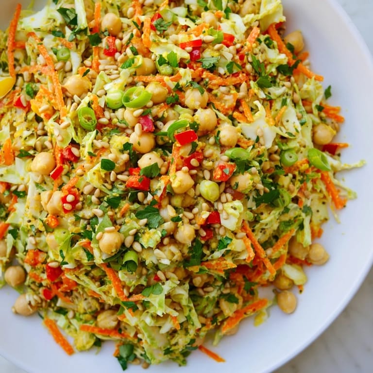 Vibrant chickpea salad starring tender chickpeas, perfect with a tangy tahini-lemon dressing.