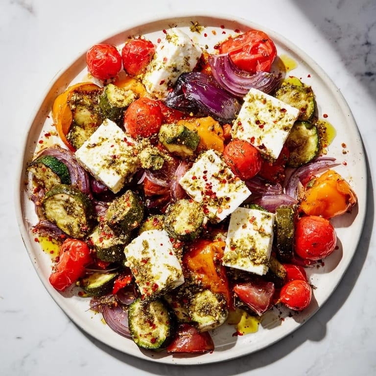 Whole-grain baked feta pasta, with tomatoes and basil, perfect for a delicious vegetarian dinner.