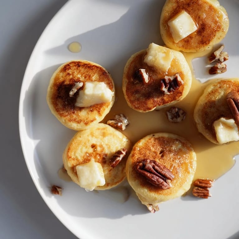 Savory and sweet Pancake Brie Bites; a perfect appetizer, showcasing melted brie.