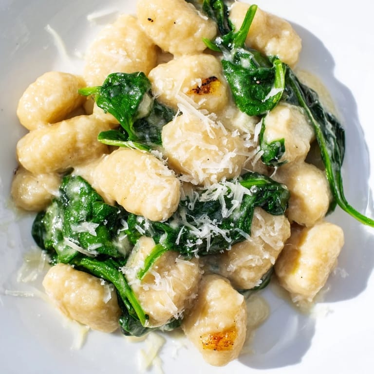 Fresh baby spinach wilts beautifully in the rich Creamy Garlic Gnocchi, creating a vibrant, comforting main dish.