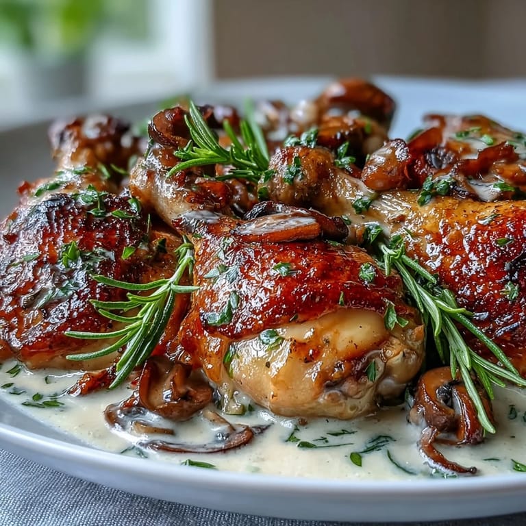 Braised Coq au Vin Rosé in a rustic pot, featuring rosemary and thyme with roasted carrots alongside the tender chicken.