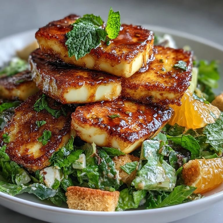 Ready-to-serve Halloumi Blood Orange Fattoush salad featuring vibrant red onions, cucumbers, and warm, salty cheese.