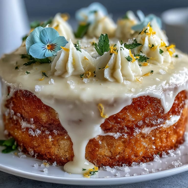 Delicate Baby Shower Lemon Sunshine Cake adorned with vibrant edible flowers.