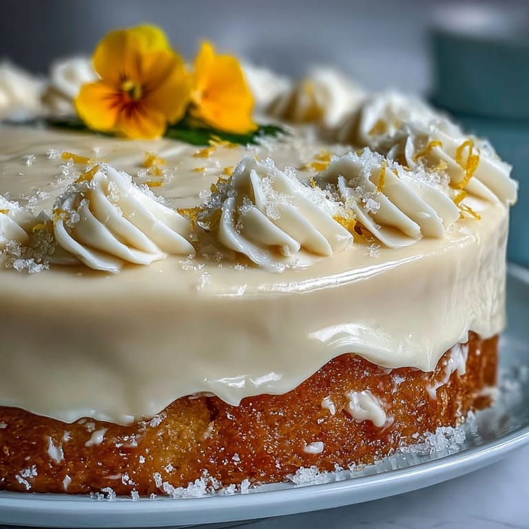 Glistening Baby Shower Lemon Sunshine Cake perfect for celebratory toasts.