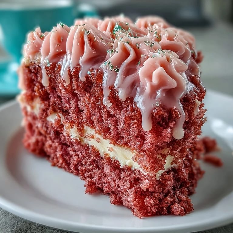 Delicate pink velvet cake infused with rosé wine, layered with rich cream cheese frosting and adorned with a luxurious edible gold drip decoration.