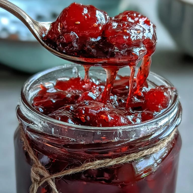 Rustic jars filled with naturally sweet cottagecore strawberry jam, a taste of summer.