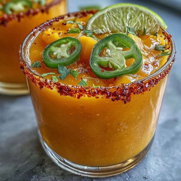 Chilled Fricy Spicy Mango Margarita Slushie beckons with icy texture, zesty lime, and a hint of spice.