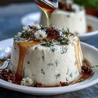 Creamy honey lavender panna cotta with edible flowers and a honey drizzle.  